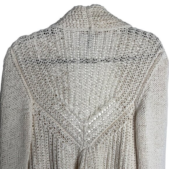 Pure Handknit for Fresh Produce Ivory Open Front Cardigan 100% Cotton Womens M/L - Picture 8 of 9